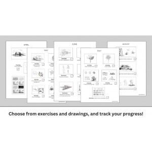 Join Drawing Practice Club with monthly membership and get access to the materials from 12 previous months!
