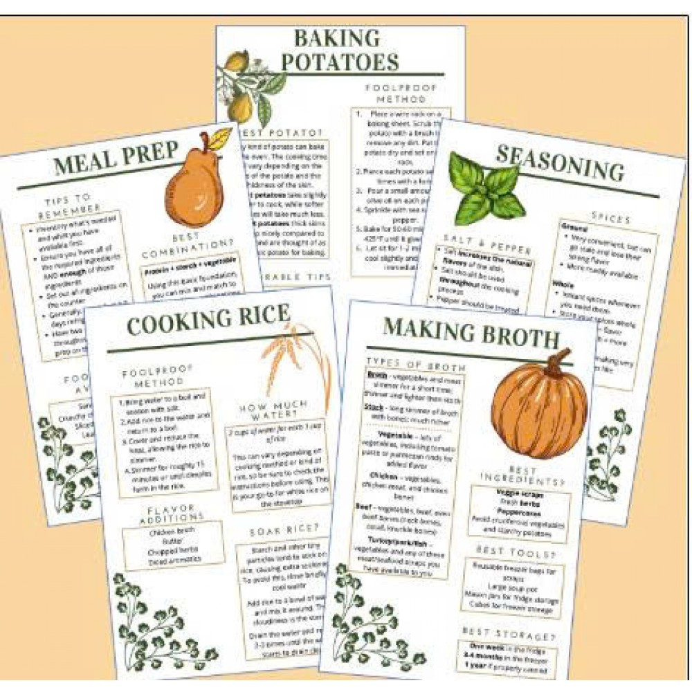 BUNDLE | 21 Basic Cooking Skills Worksheets - Digital Downloads